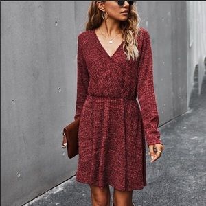 Plunging Flounce Swing Dress